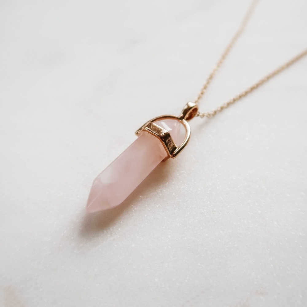 Rose Quartz Healing Crystal Necklace